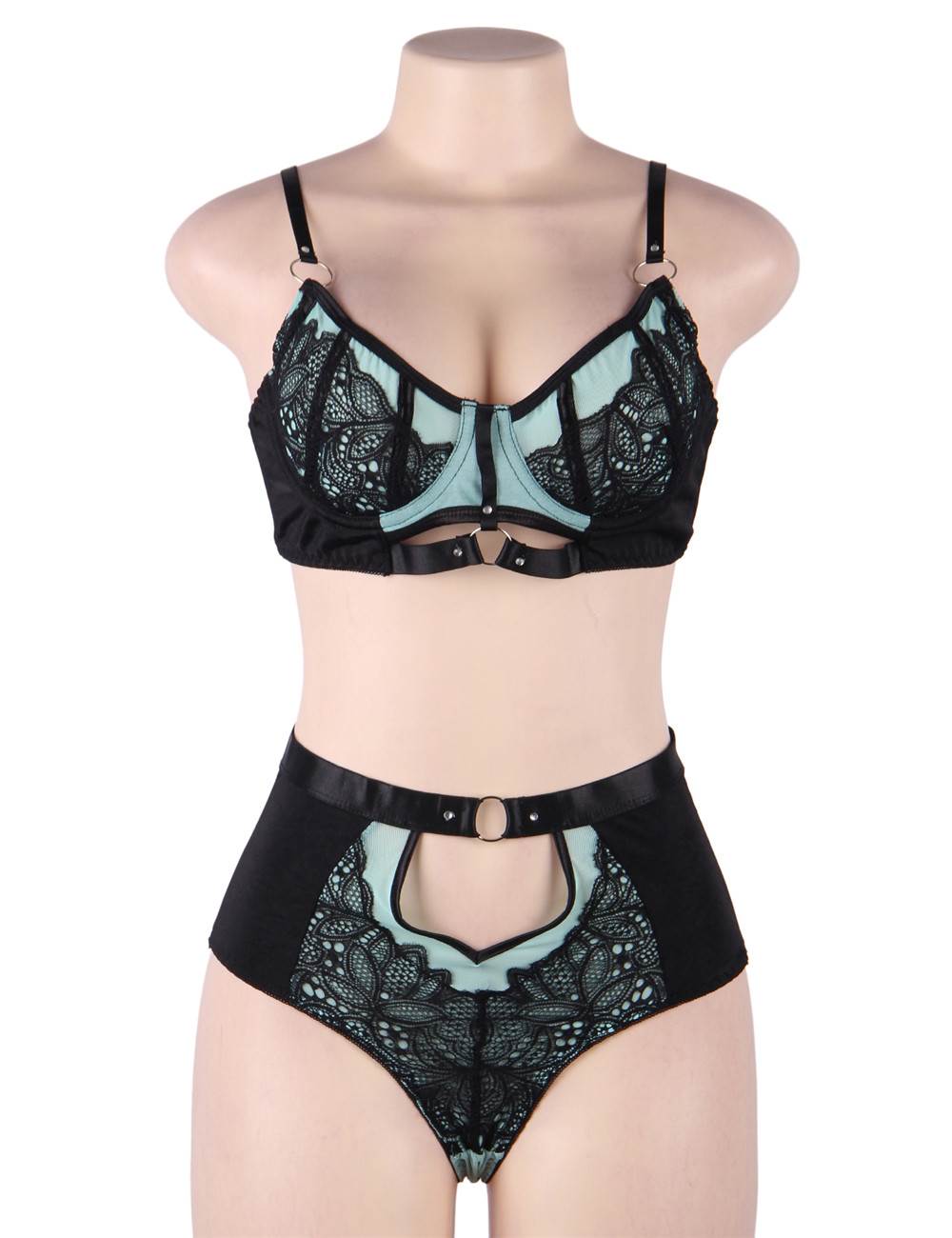 Exquisite Sexy Lace Splice Bra Set with Underwire