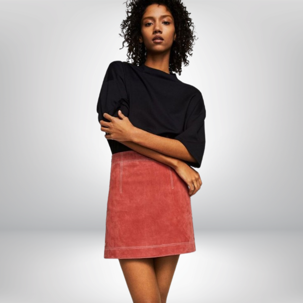 Suede Leather Mini Skirt - Nora