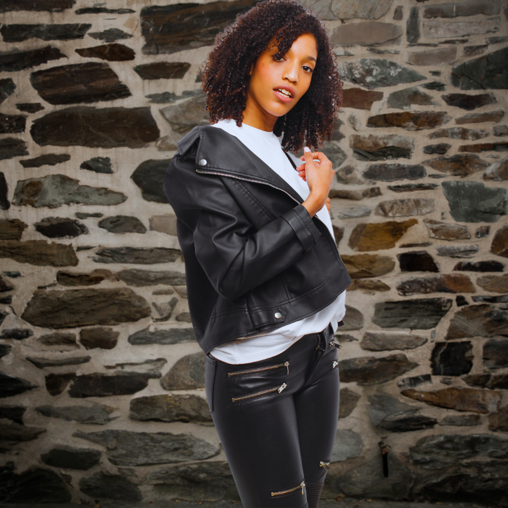 Women&#39;s Leather Biker Jacket - Jayleen