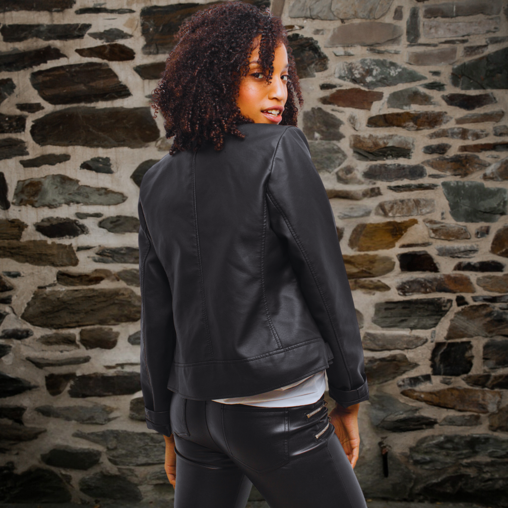 Women&#39;s Leather Biker Jacket - Jayleen