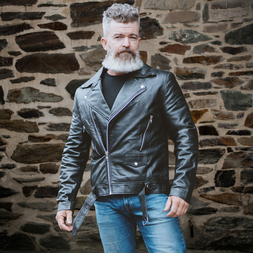 Men&#39;s Leather Motorbike Jacket - Cooper