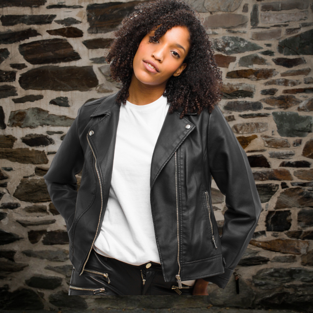 Women&#39;s Leather Biker Jacket - Jayleen