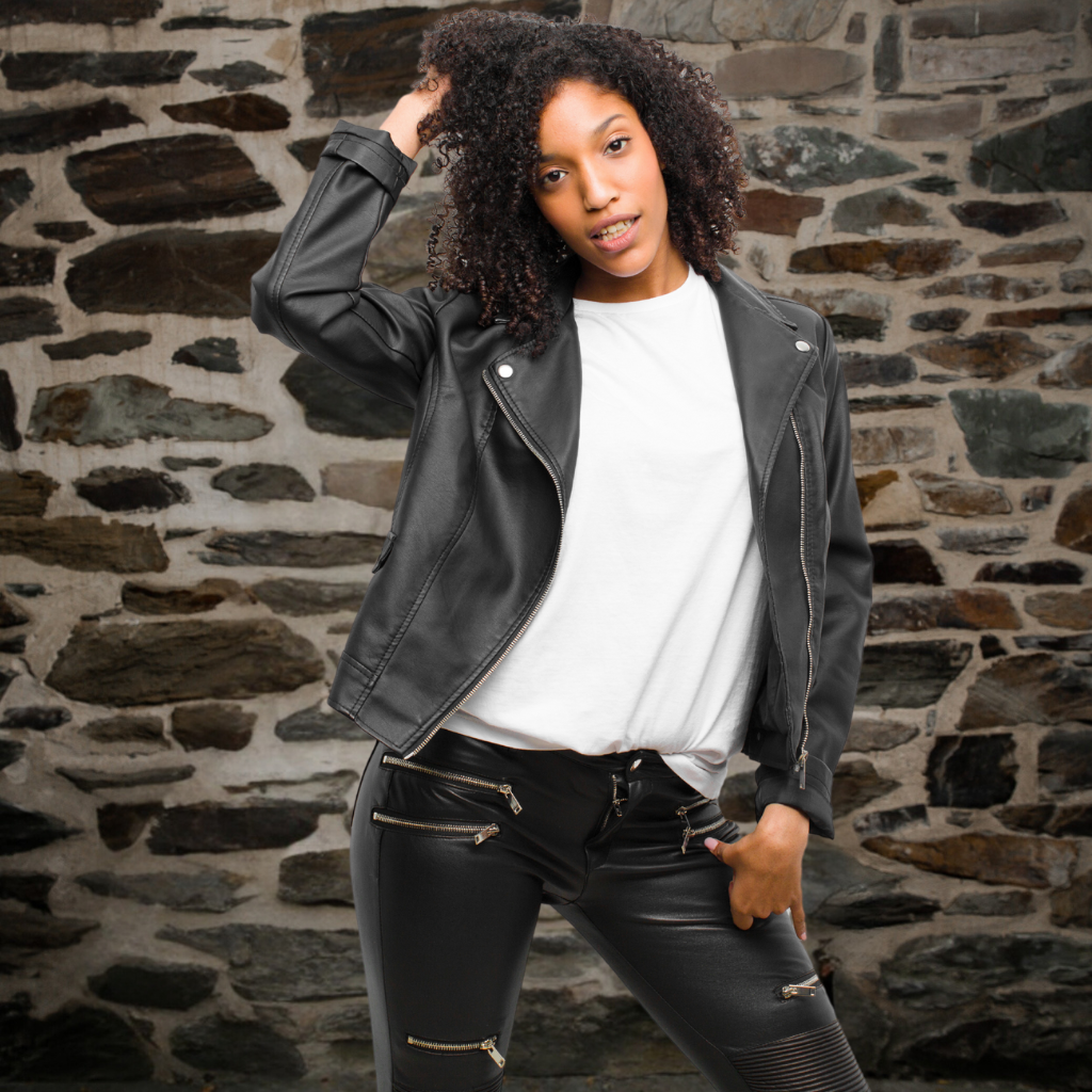 Women&#39;s Leather Biker Jacket - Jayleen