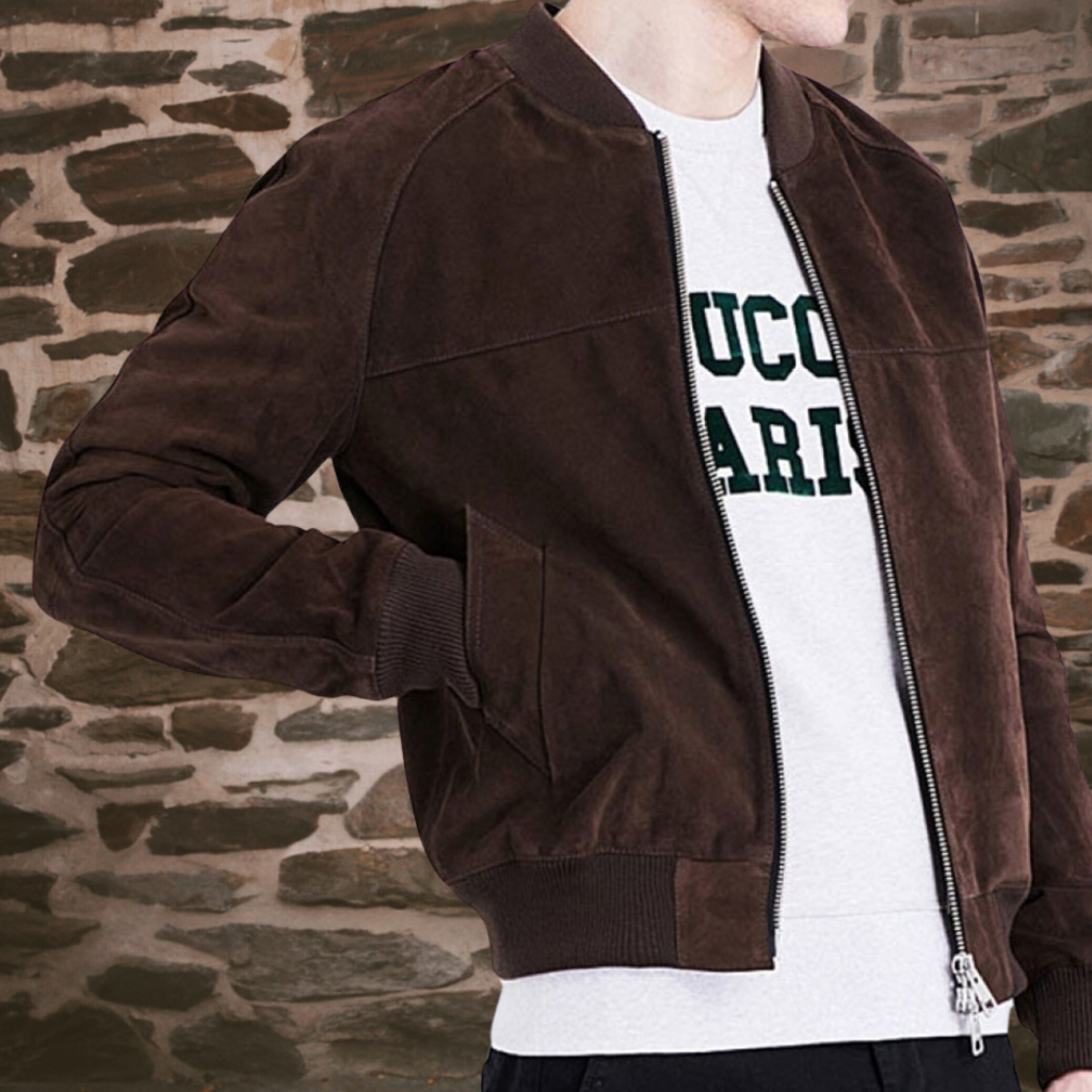 Men&#39;s Suede Bomber Jacket - Ethan