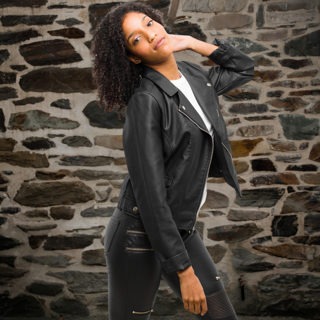 Women&#39;s Leather Biker Jacket - Jayleen