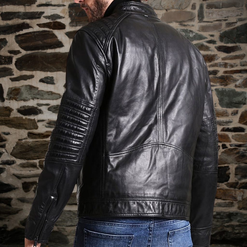 Men&#39;s Cafe Racer Leather Jacket - Jackson