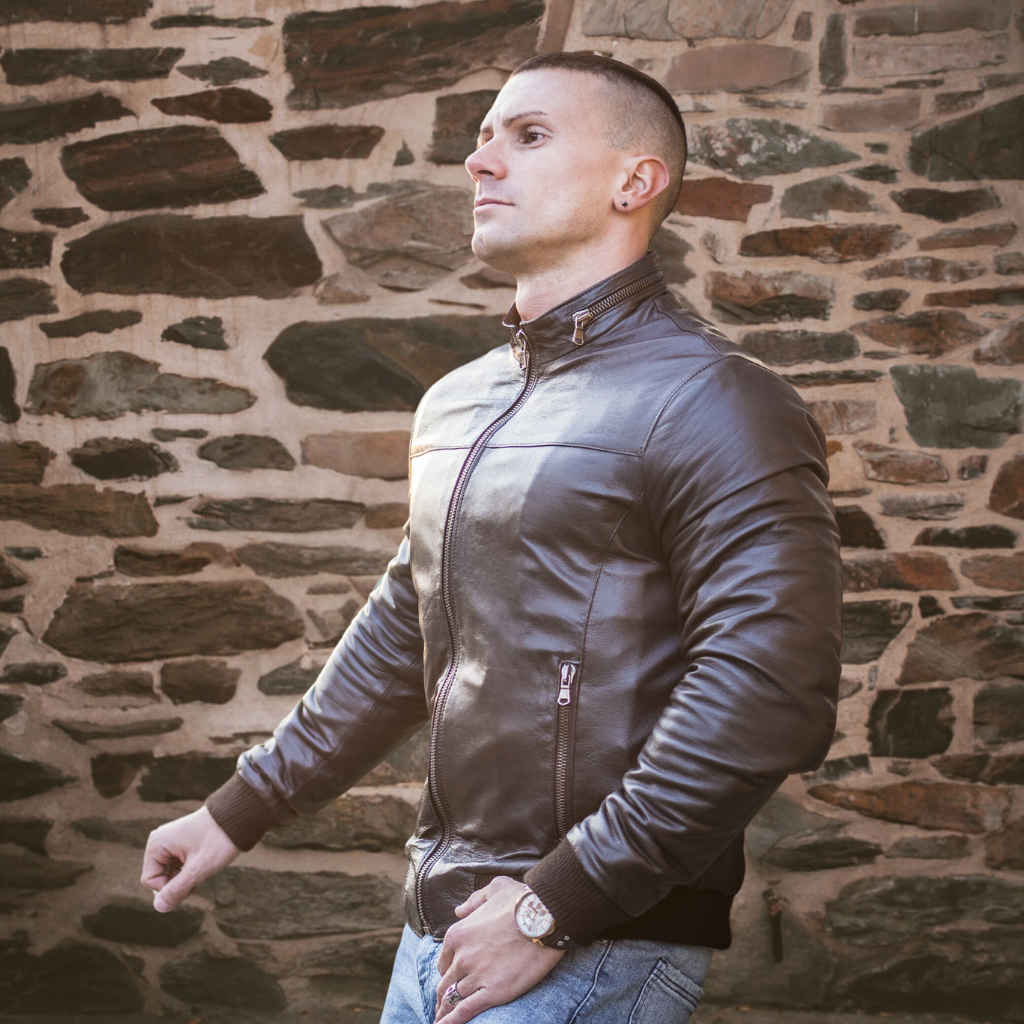 Men&#39;s Cafe Racer Leather Jacket | KC Leather Signature Range - Roberto