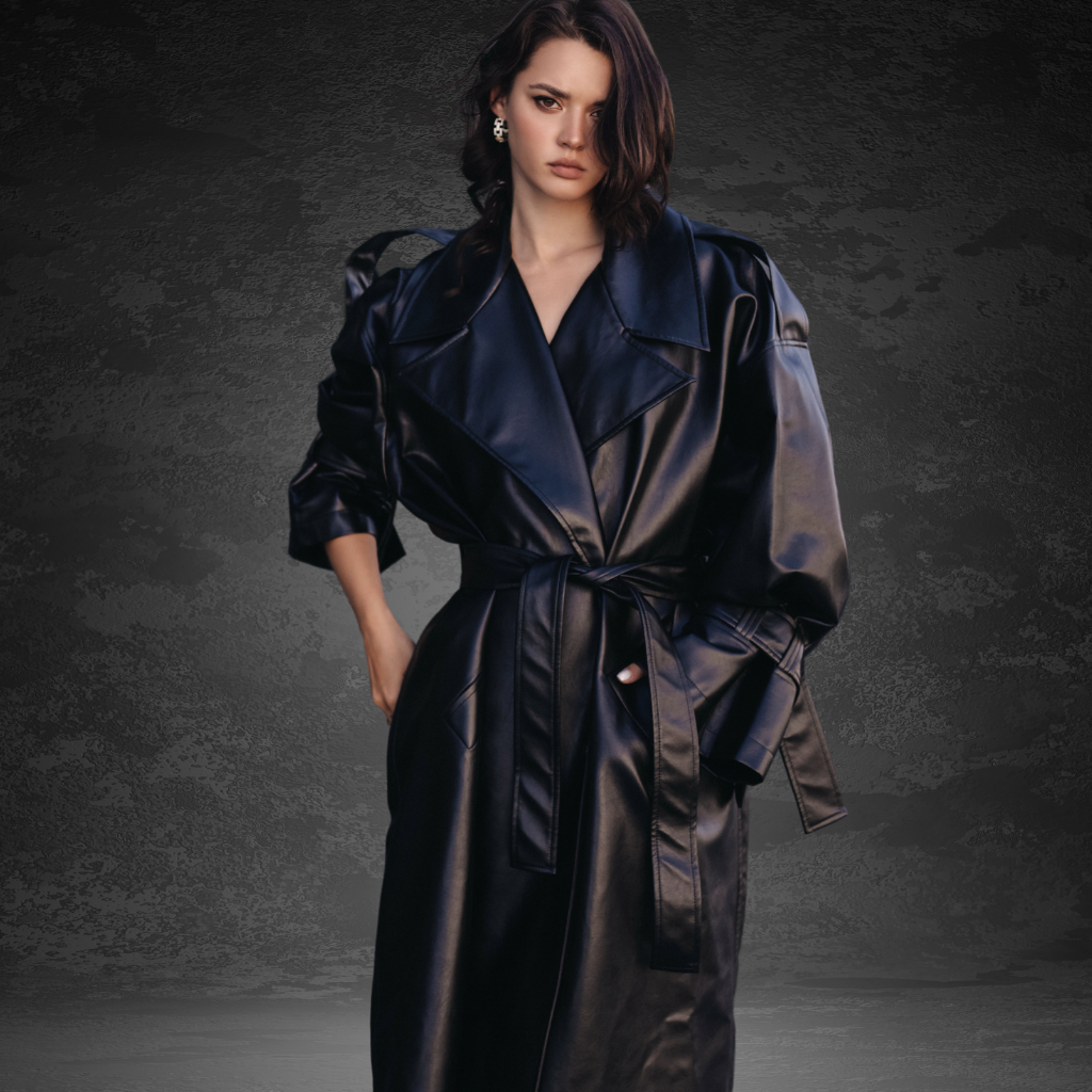 Women&#39;s Long Leather Trench Coat | KC Leather Signature Range - Sugar