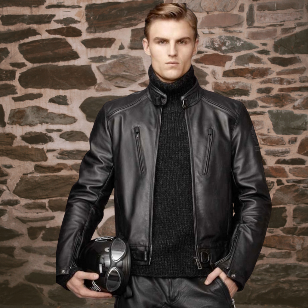 Men&#39;s Cafe Racer Leather Jacket - Marcus