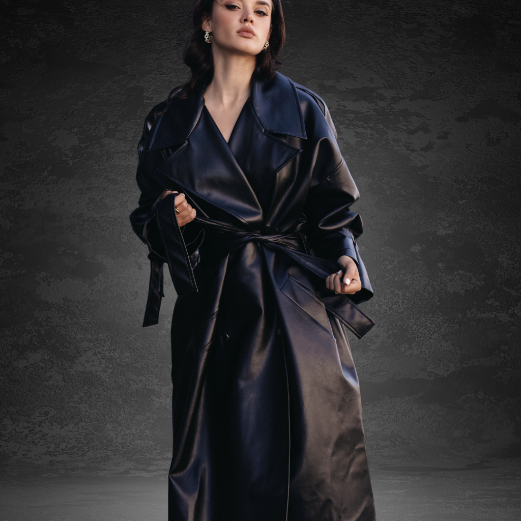 Women&#39;s Long Leather Trench Coat | KC Leather Signature Range - Sugar