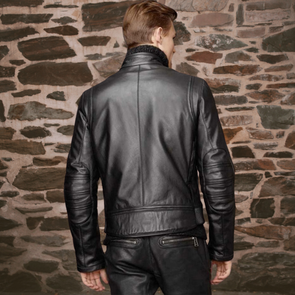 Men&#39;s Cafe Racer Leather Jacket - Marcus