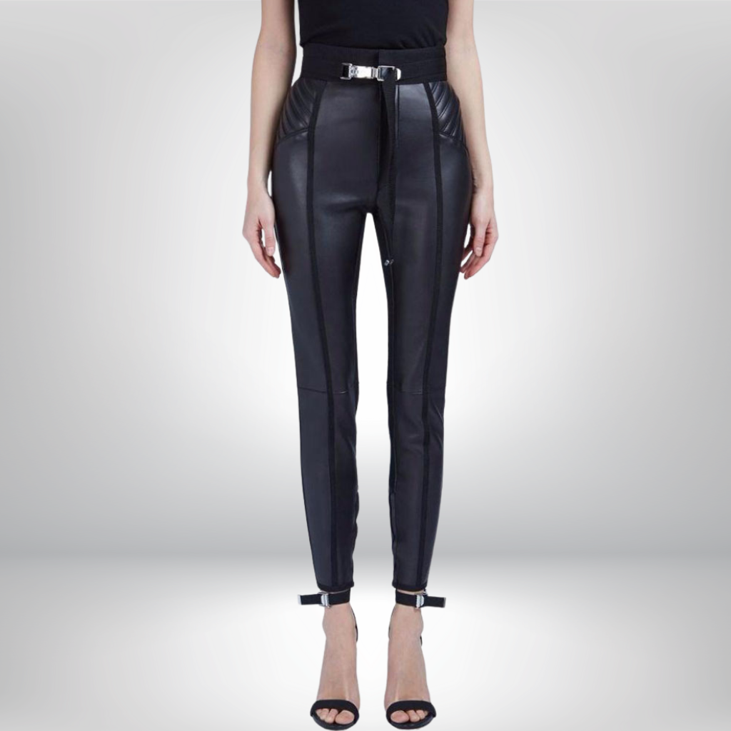 Women&#39;s High Waisted Leather Pants - Sarah