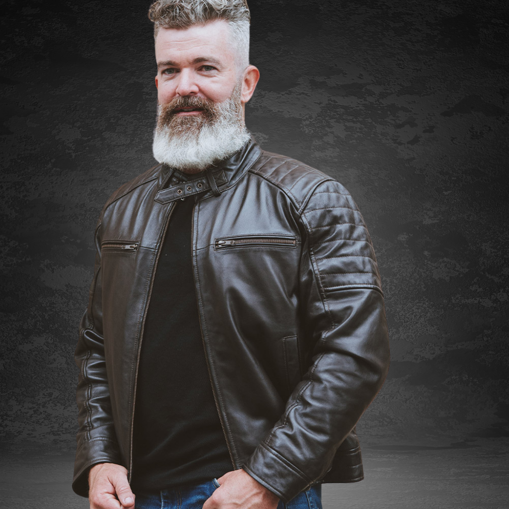 Men&#39;s Cafe Racer Leather Jacket | KC Leather Signature Range - Marlon