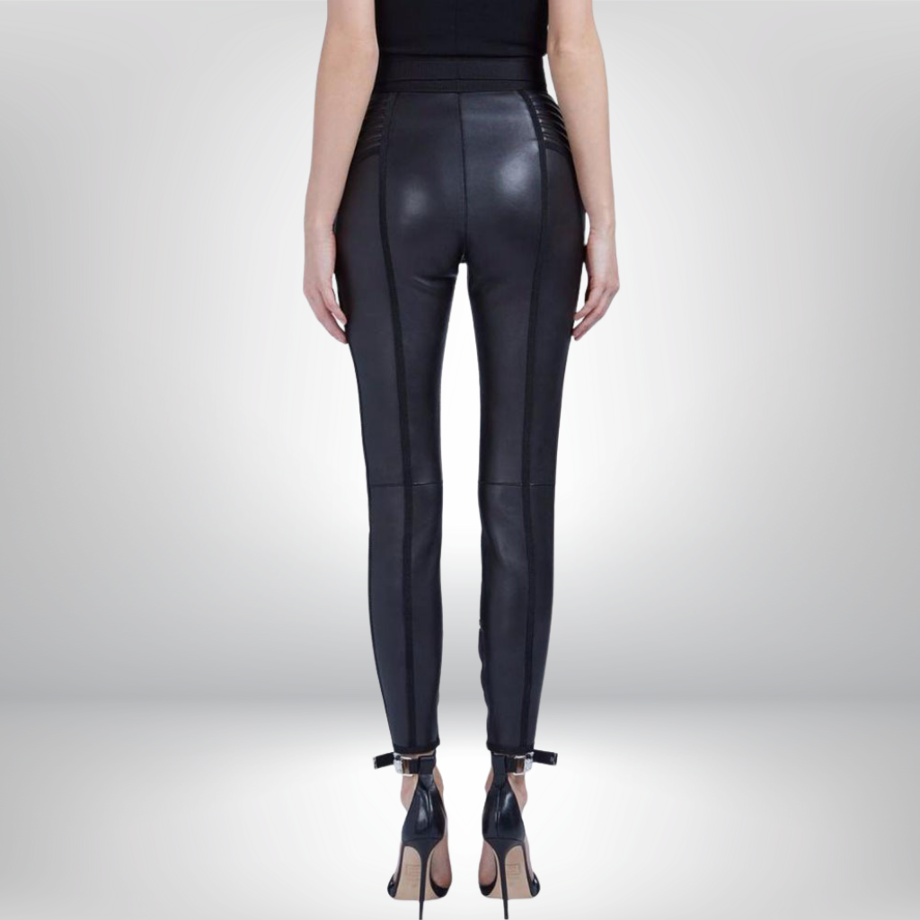 Women&#39;s High Waisted Leather Pants - Sarah