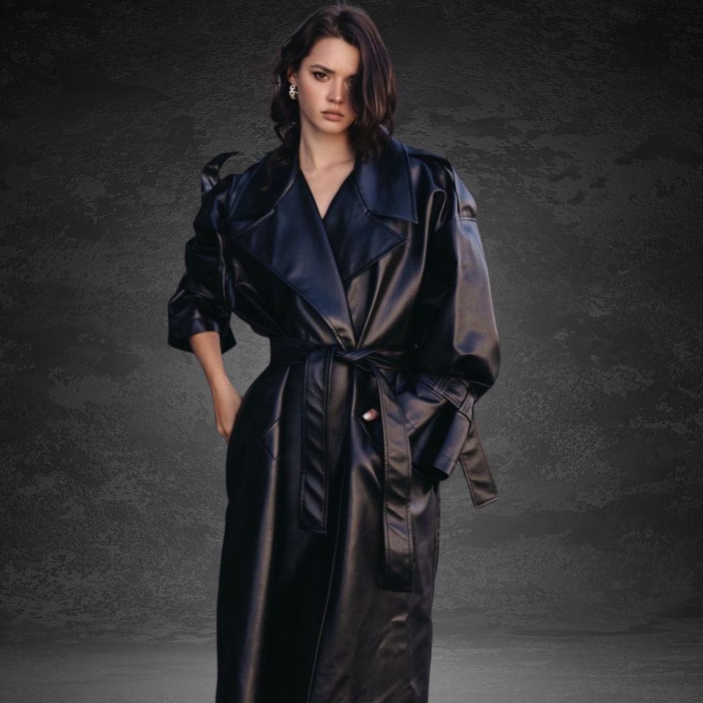 Women&#39;s Long Leather Trench Coat | KC Leather Signature Range - Sugar