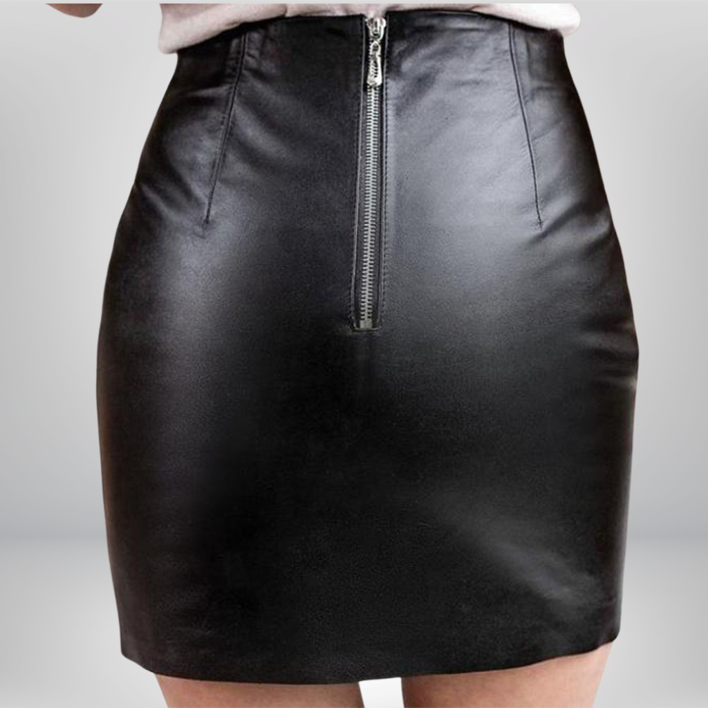 Black Leather Mini Skirt - Jackie