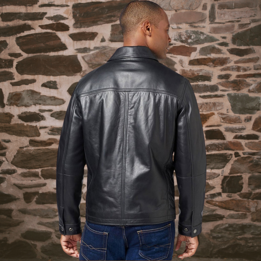 Men&#39;s Leather Polo Jacket - Kai