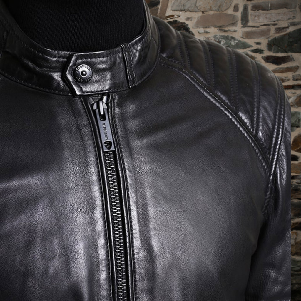 Men&#39;s Cafe Racer Leather Jacket - Jackson