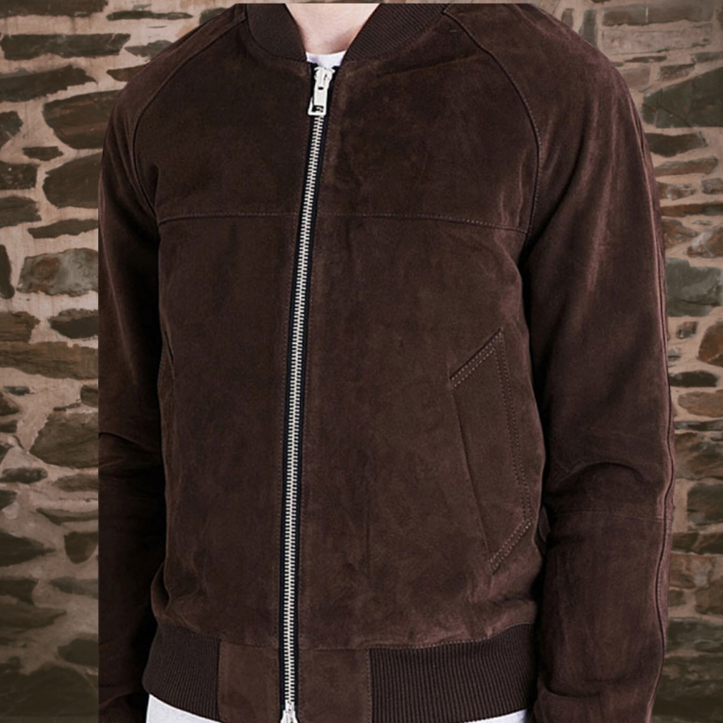 Men&#39;s Suede Bomber Jacket - Ethan