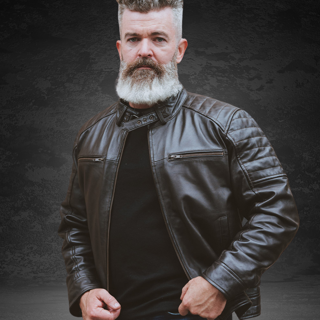 Men&#39;s Cafe Racer Leather Jacket | KC Leather Signature Range - Marlon