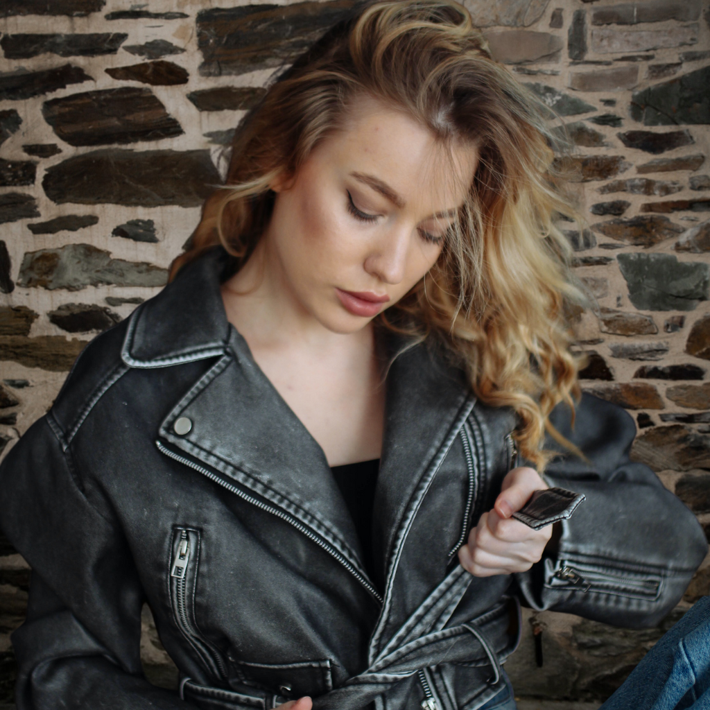 New Women&#39;s Leather Biker Jacket - Anna