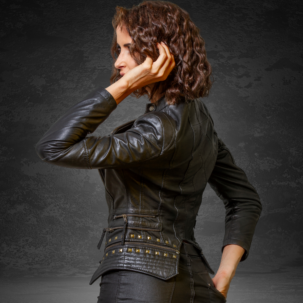 Women&#39;s Studded Leather Jacket | KC Leather Signature Range - Ashley