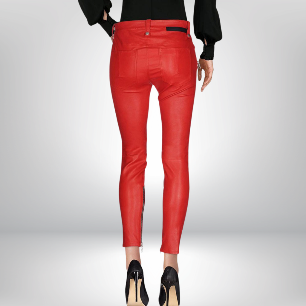 Women&#39;s Lace Up Leather Pants - Vicky