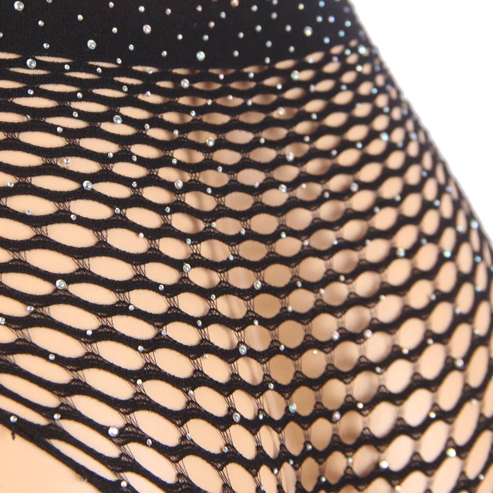 Two Piece 2 Colors Fishnet Rhinestone See Through Bikini