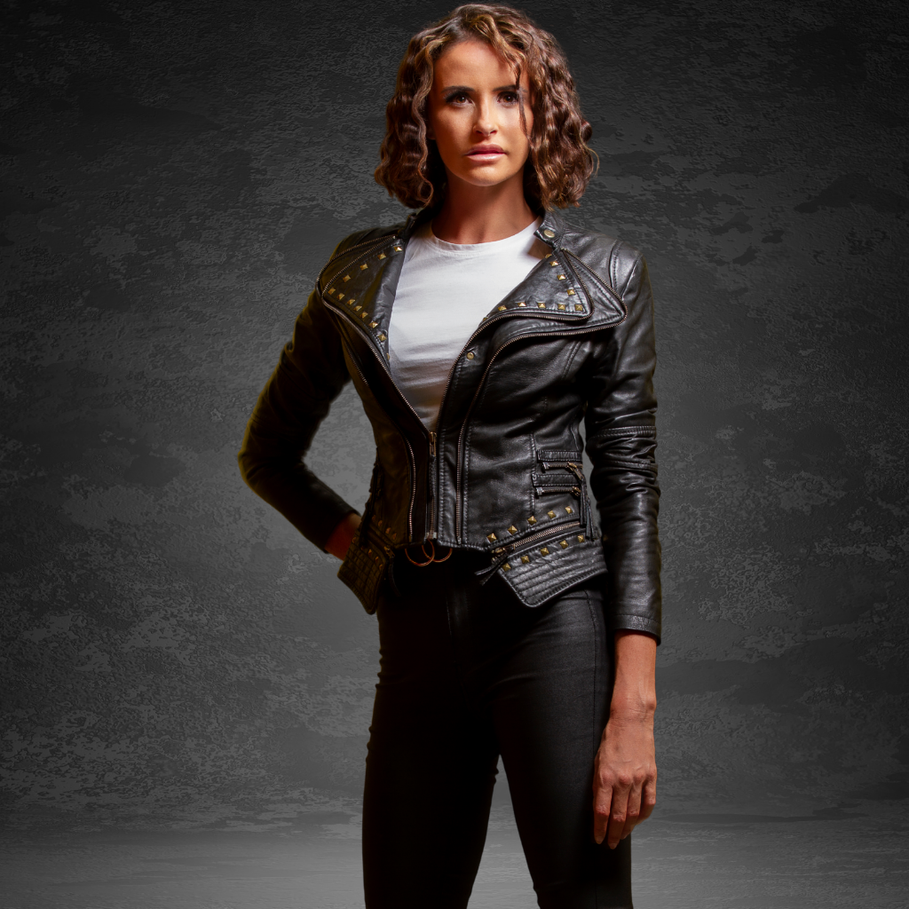 Women&#39;s Studded Leather Jacket | KC Leather Signature Range - Ashley