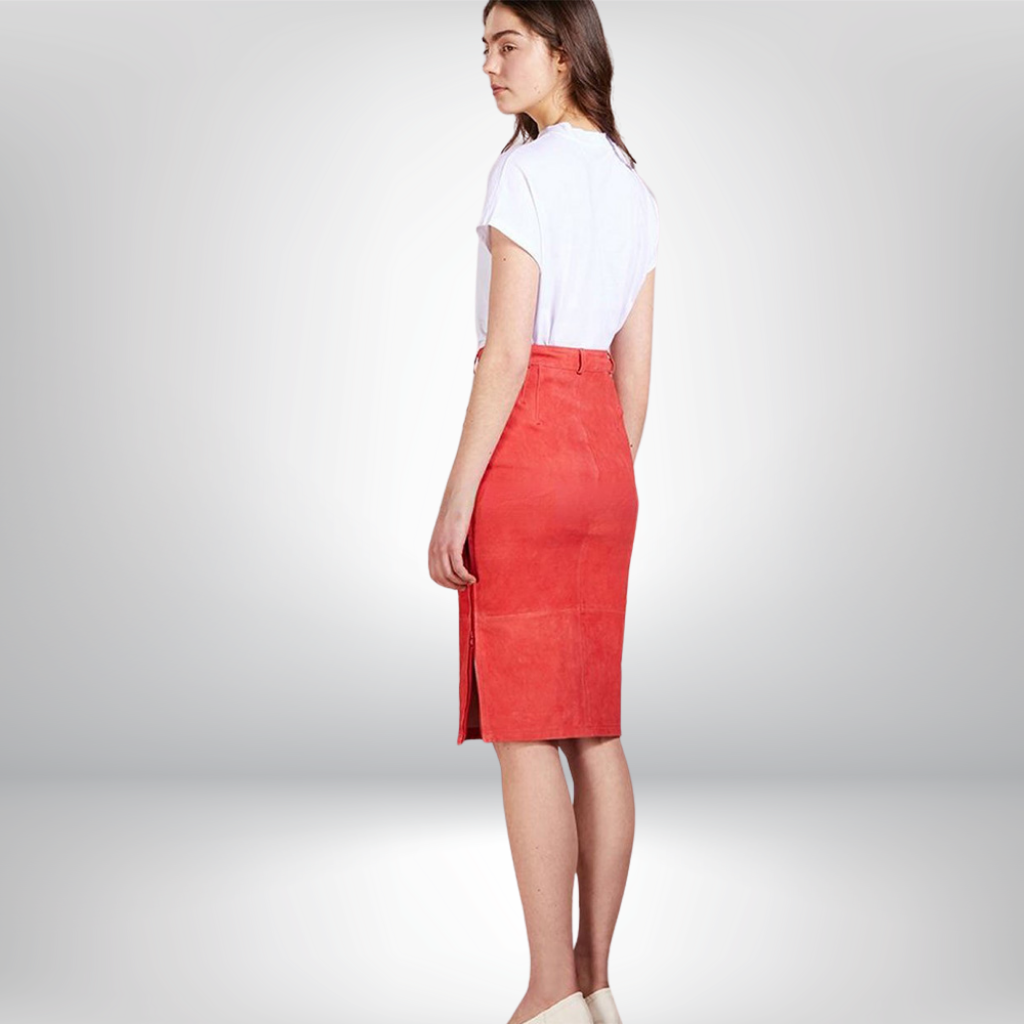 Suede Leather Pencil Skirt - Evelyn