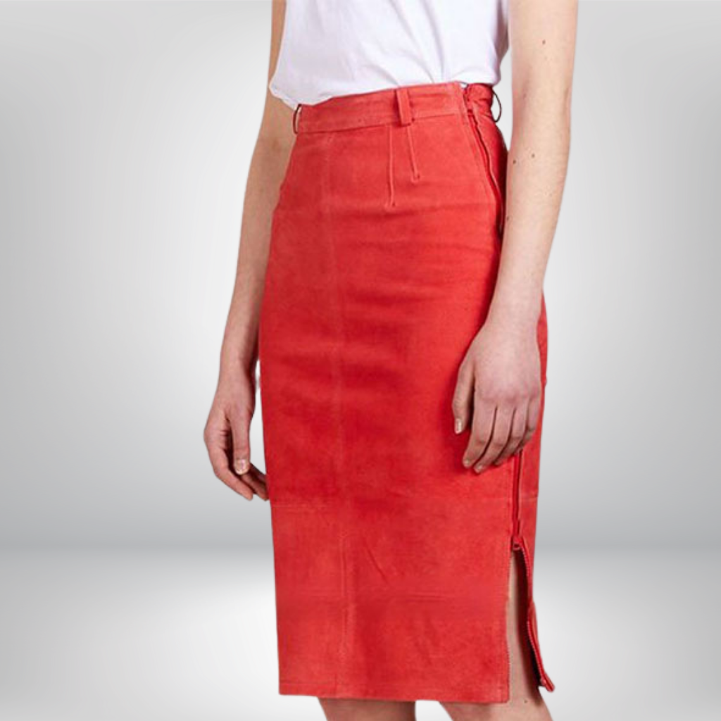 Suede Leather Pencil Skirt - Evelyn