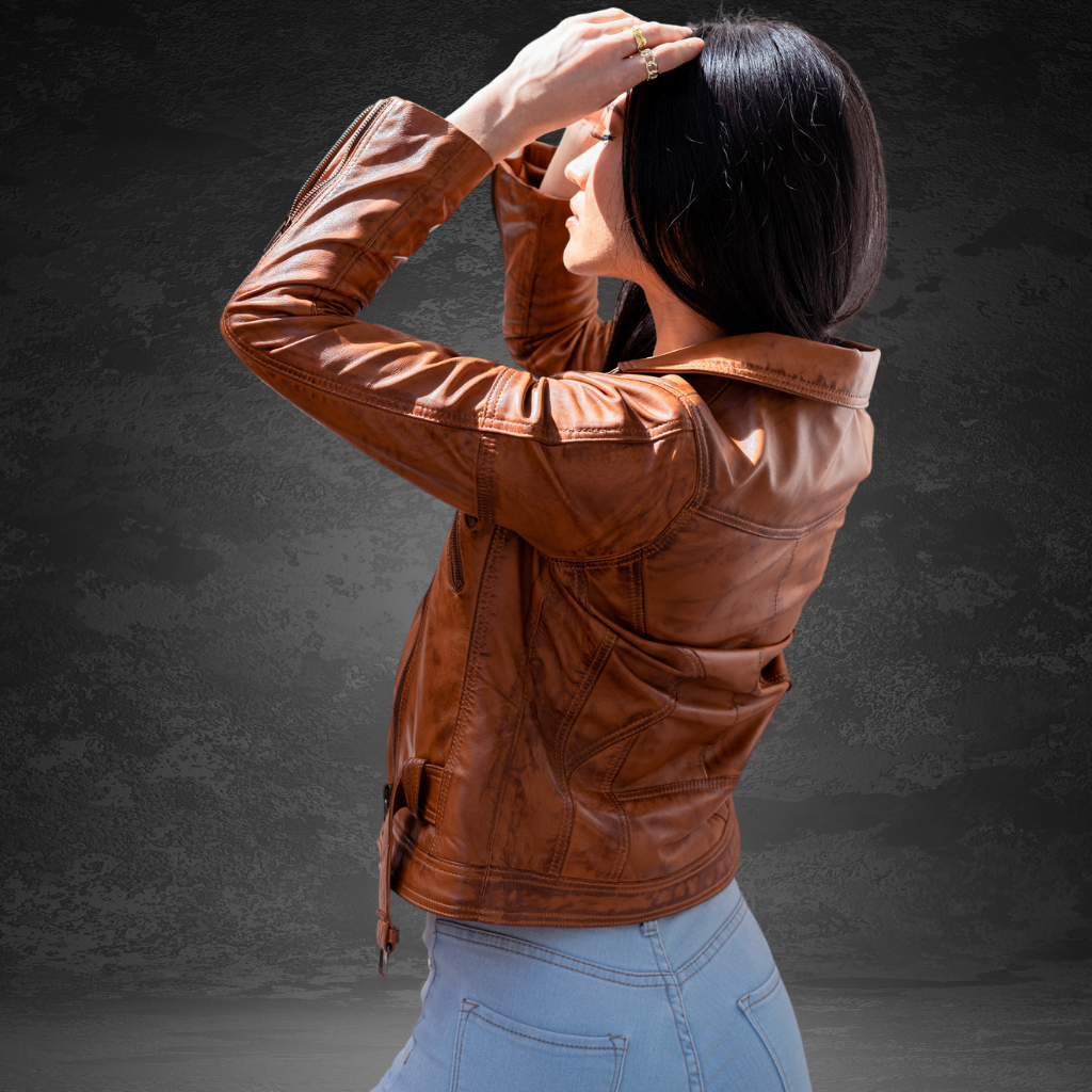 Women&#39;s Leather Jacket | KC Leather Signature Range - Eloise in Brown