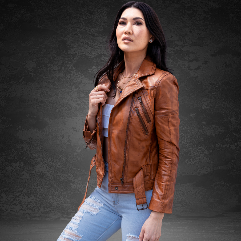 Women&#39;s Leather Jacket | KC Leather Signature Range - Eloise in Brown