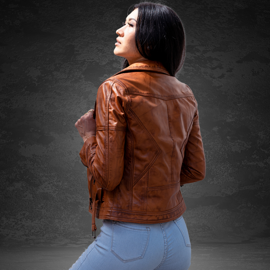 Women&#39;s Leather Jacket | KC Leather Signature Range - Eloise in Brown