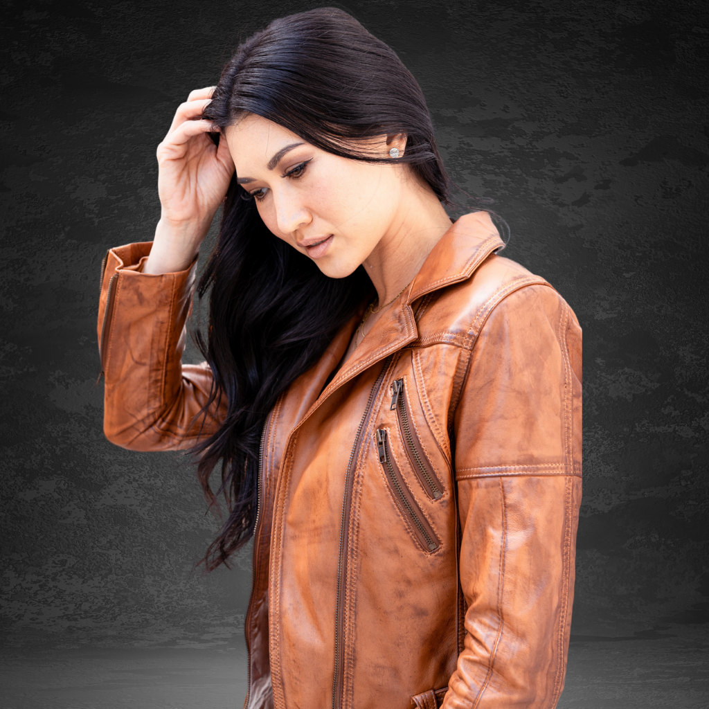 Women&#39;s Leather Jacket | KC Leather Signature Range - Eloise in Brown