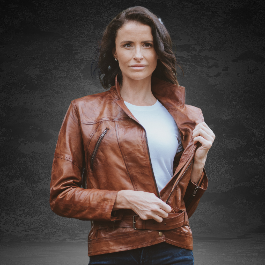 Women&#39;s Leather Jacket | KC Leather Signature Range - Eloise in Brown