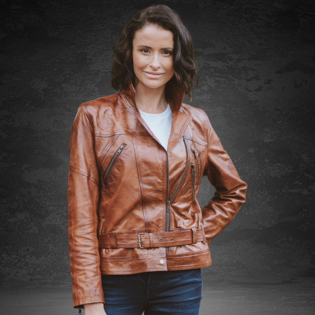 Women&#39;s Leather Jacket | KC Leather Signature Range - Eloise in Brown