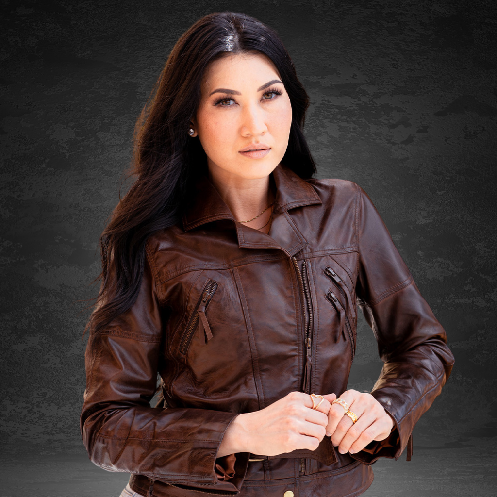 Women&#39;s Leather Jacket | KC Leather Signature Range - Eloise in Dark Brown