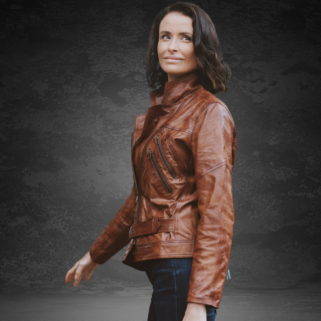 Women&#39;s Leather Jacket | KC Leather Signature Range - Eloise in Brown