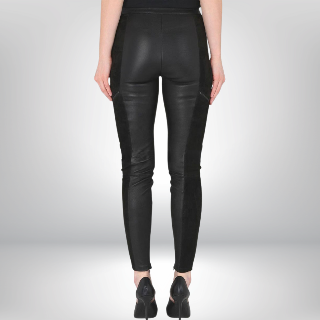 Women&#39;s Black Leather &amp; Suede Pants - Layla