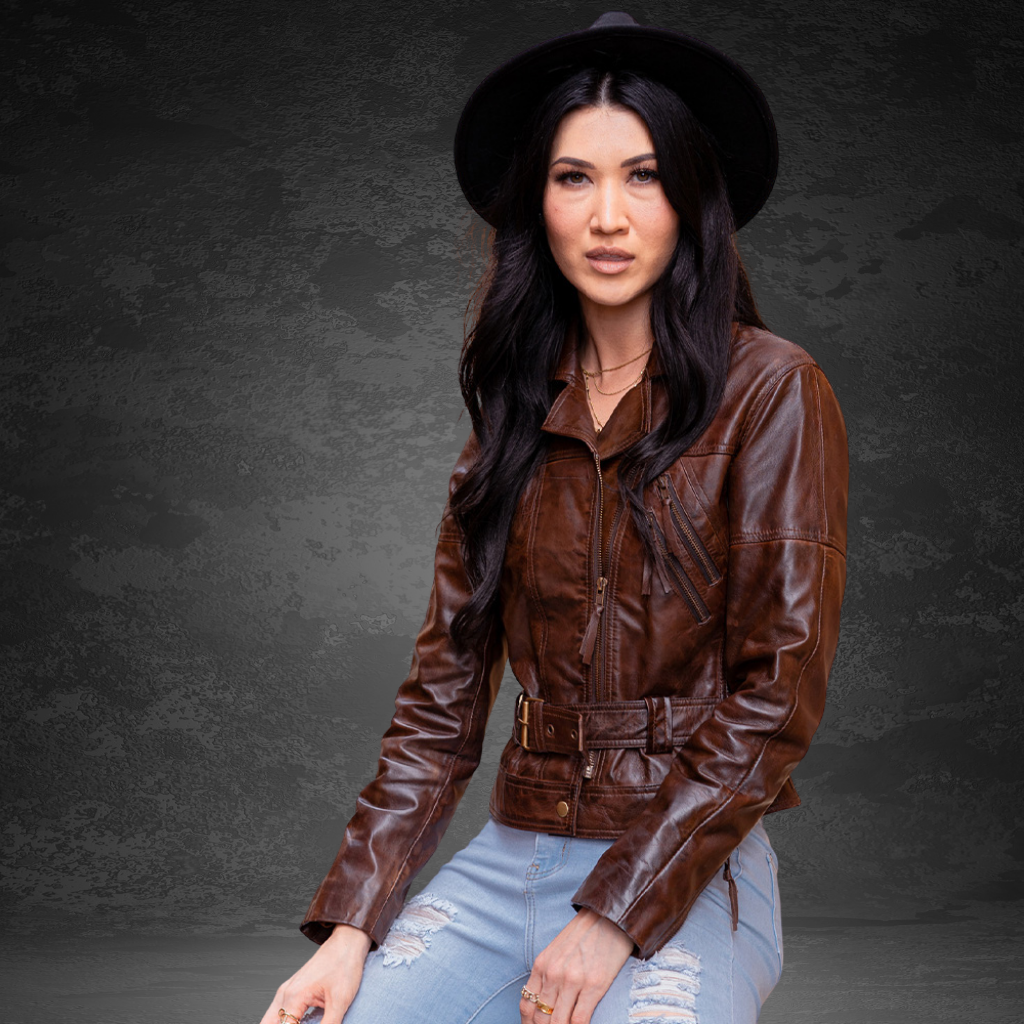 Women&#39;s Leather Jacket | KC Leather Signature Range - Eloise in Dark Brown