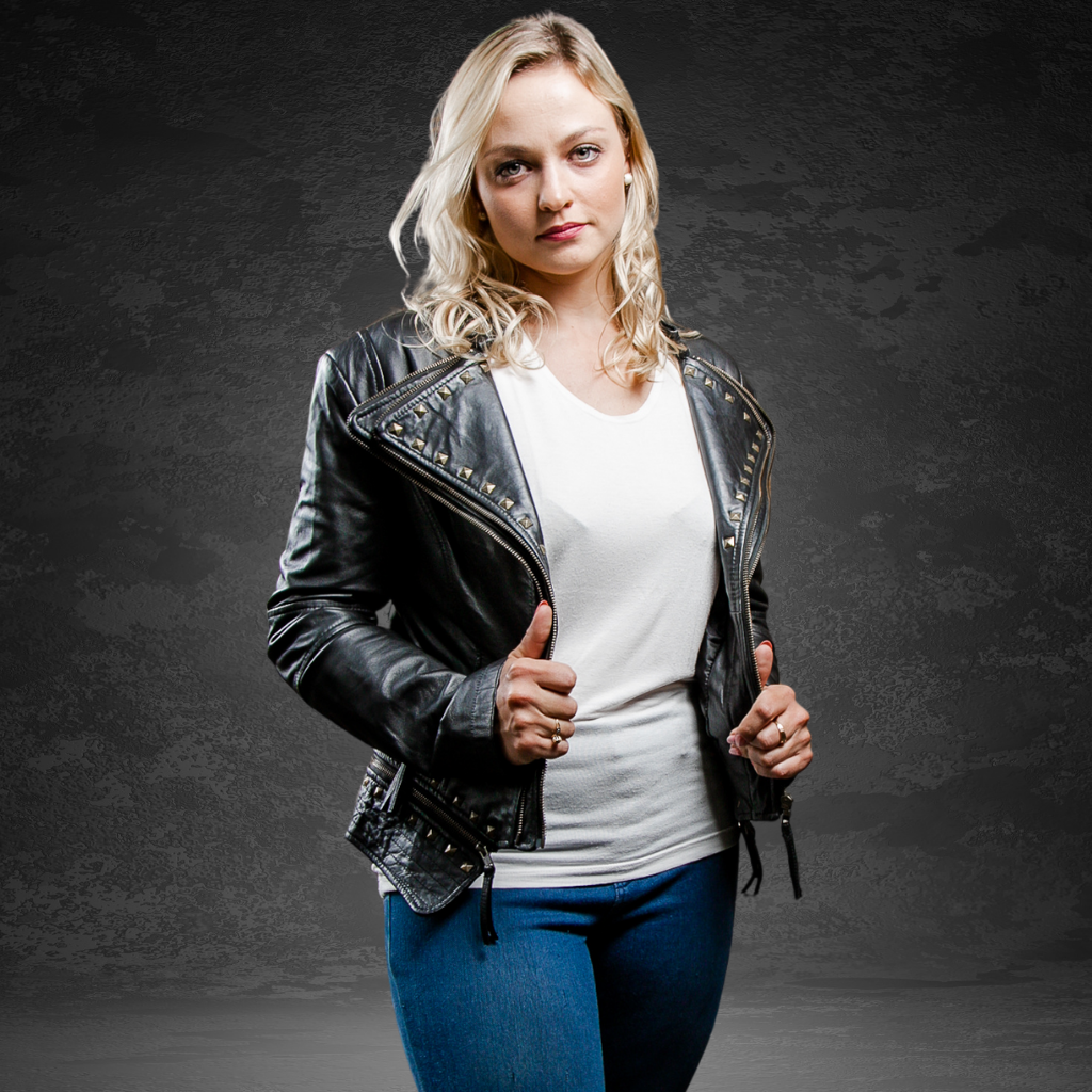 Women&#39;s Studded Leather Jacket | KC Leather Signature Range - Ashley