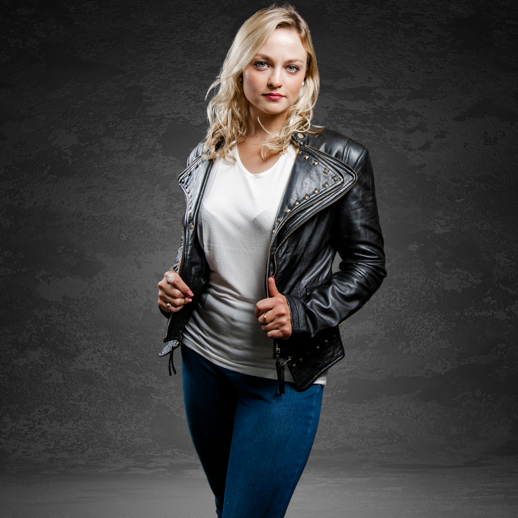 Women&#39;s Studded Leather Jacket | KC Leather Signature Range - Ashley