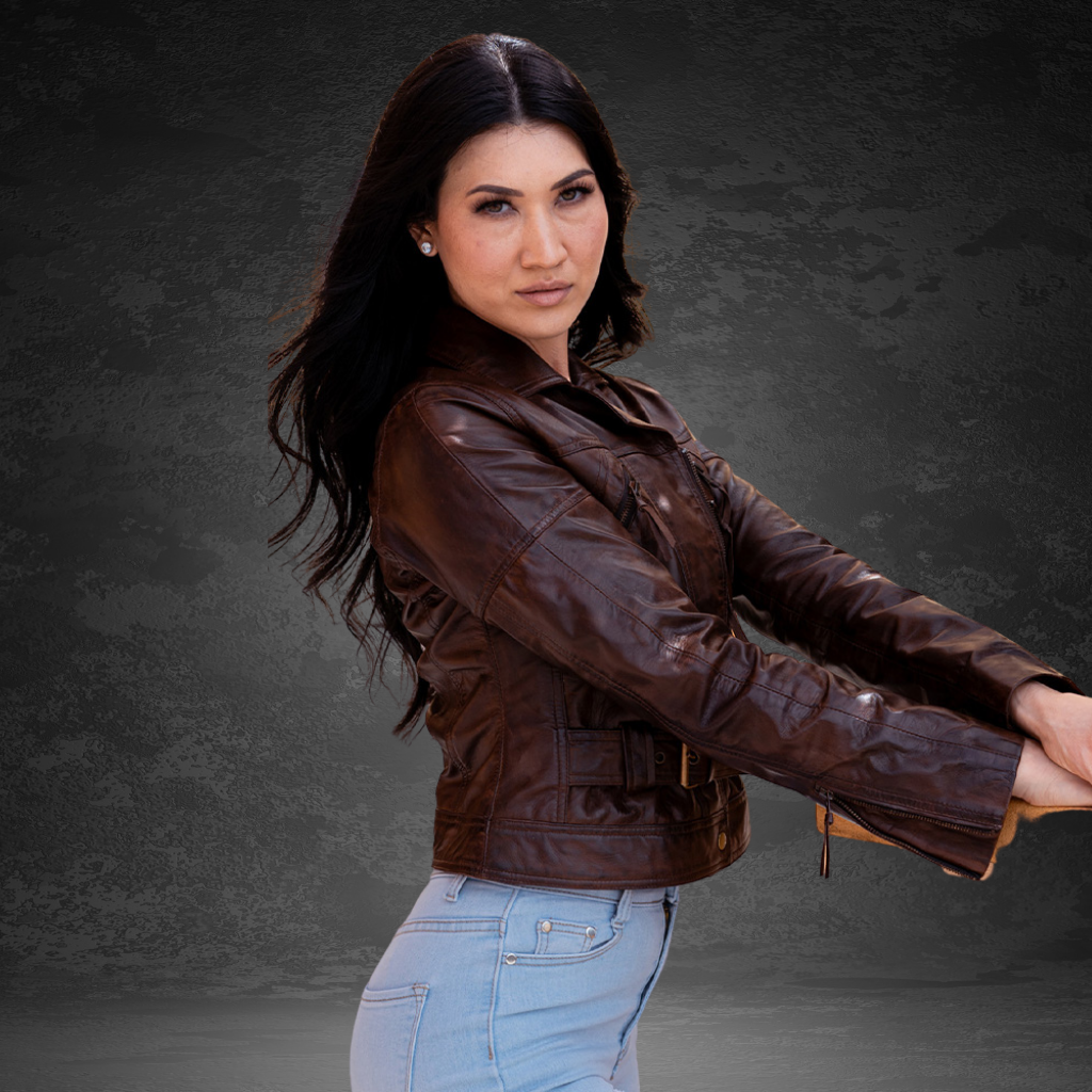 Women&#39;s Leather Jacket | KC Leather Signature Range - Eloise in Dark Brown