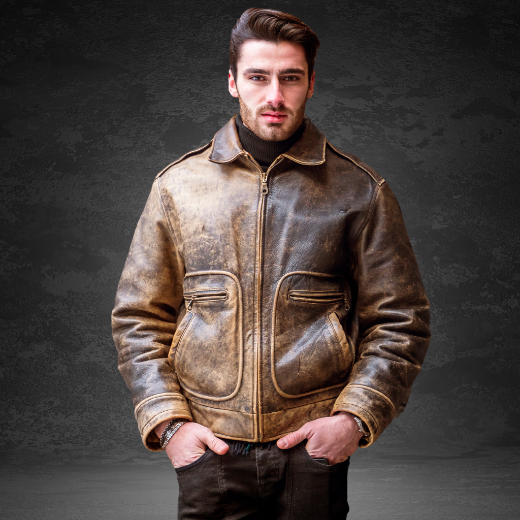 Men&#39;s Vintage Leather Jacket | KC Leather Signature Range - Vinnie