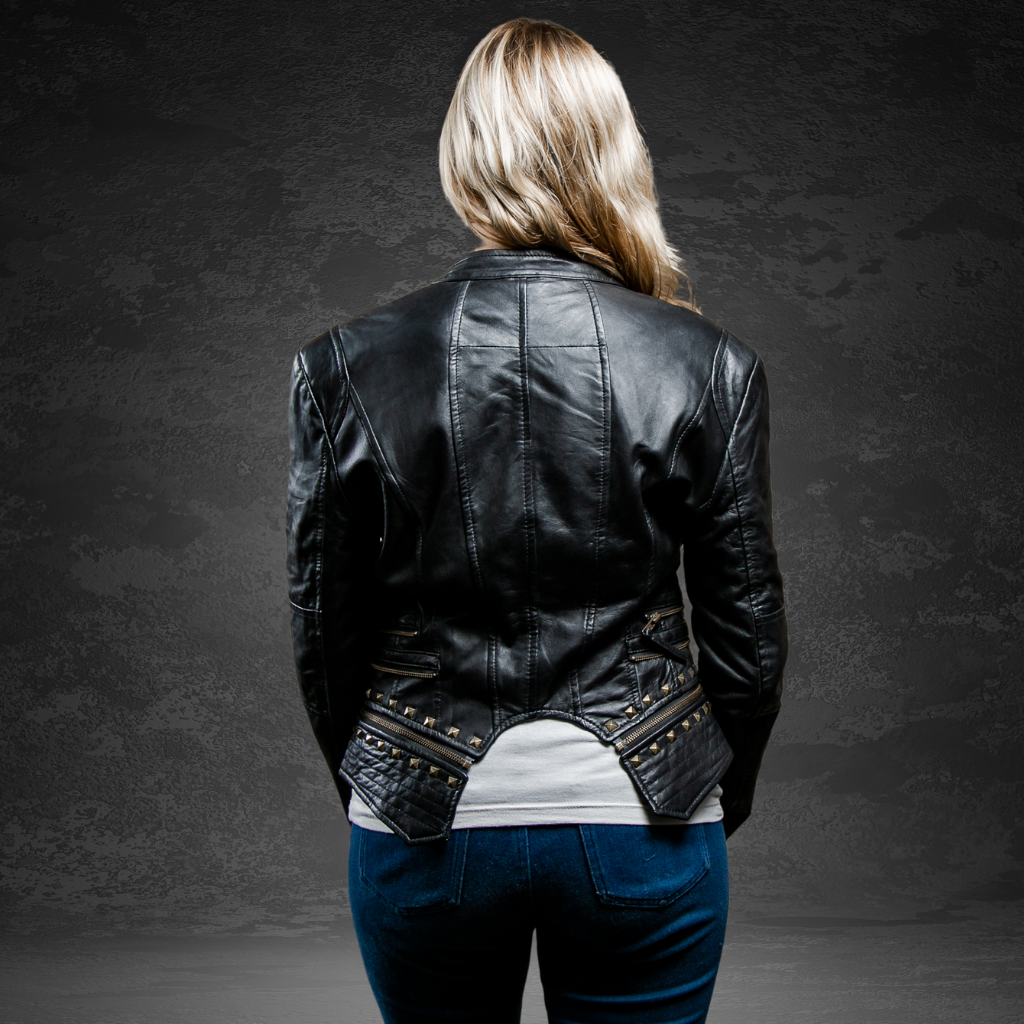 Women&#39;s Studded Leather Jacket | KC Leather Signature Range - Ashley