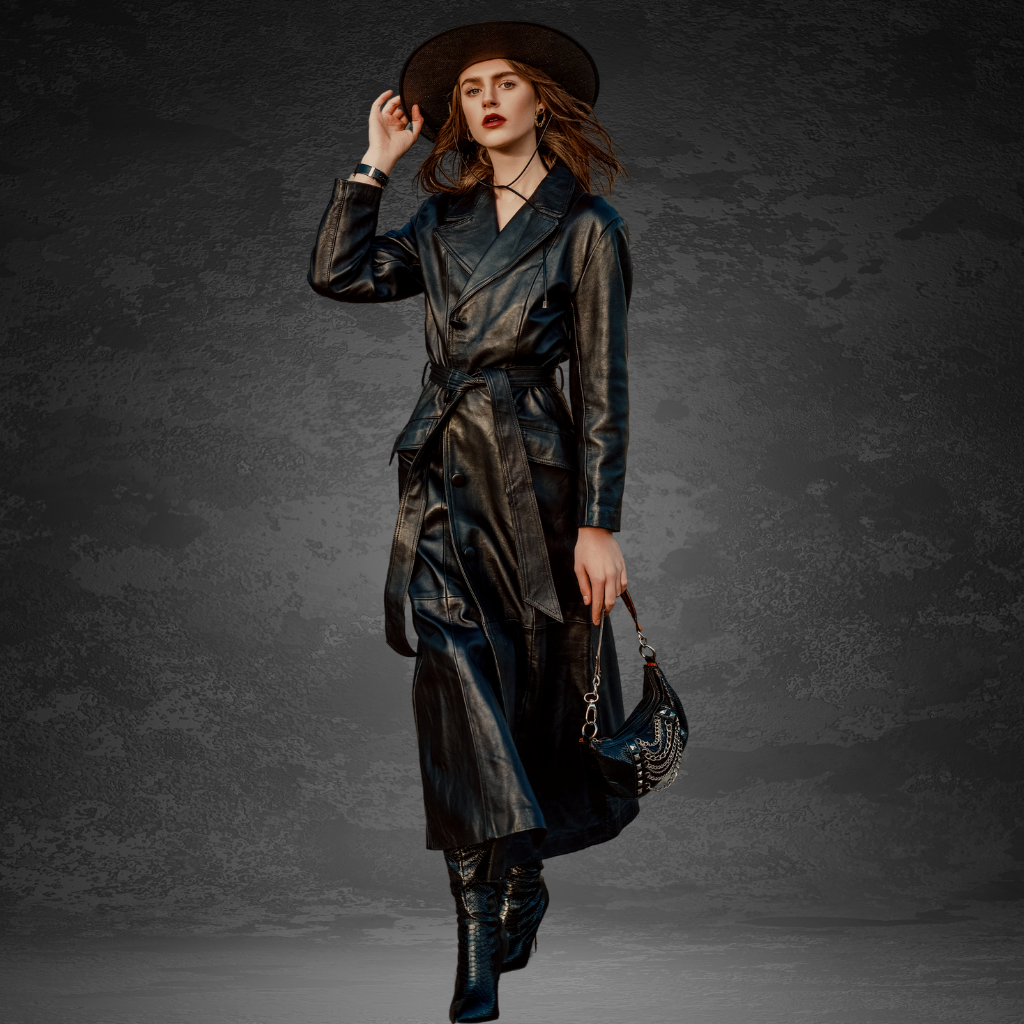 Women&#39;s Long Leather Trench Coat | KC Leather Signature Range - Frankie