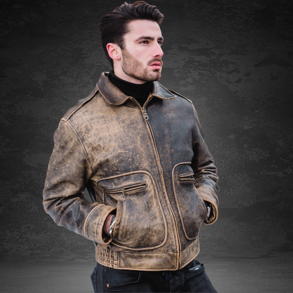 Men&#39;s Vintage Leather Jacket | KC Leather Signature Range - Vinnie