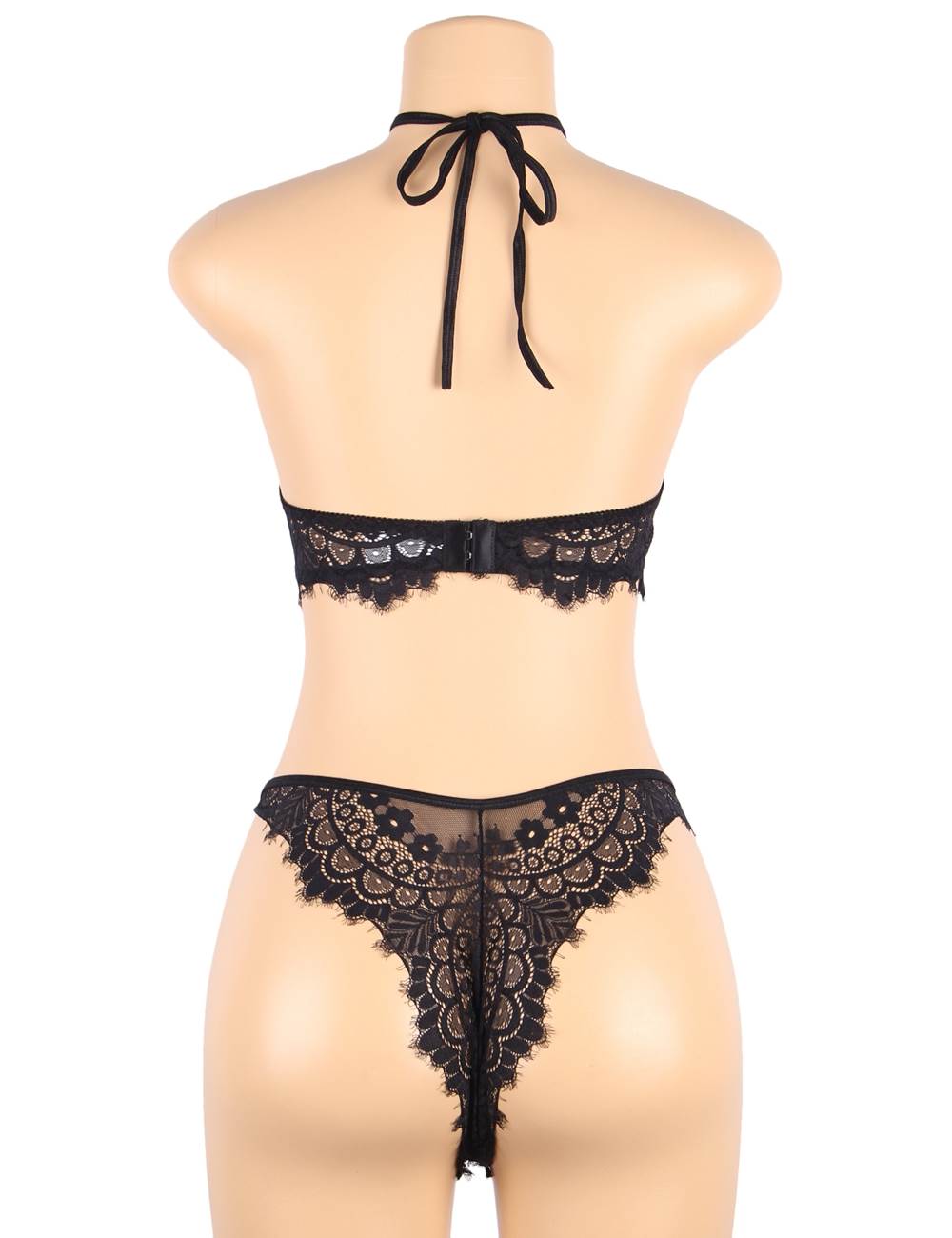 Floral Black Eyelash Lace Lingerie 2 colors