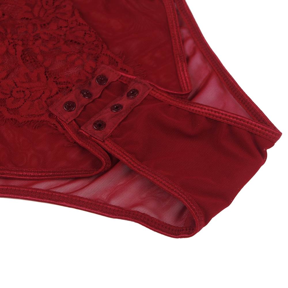 Open Crotch Sexy Teddy with Underwire Burgundy